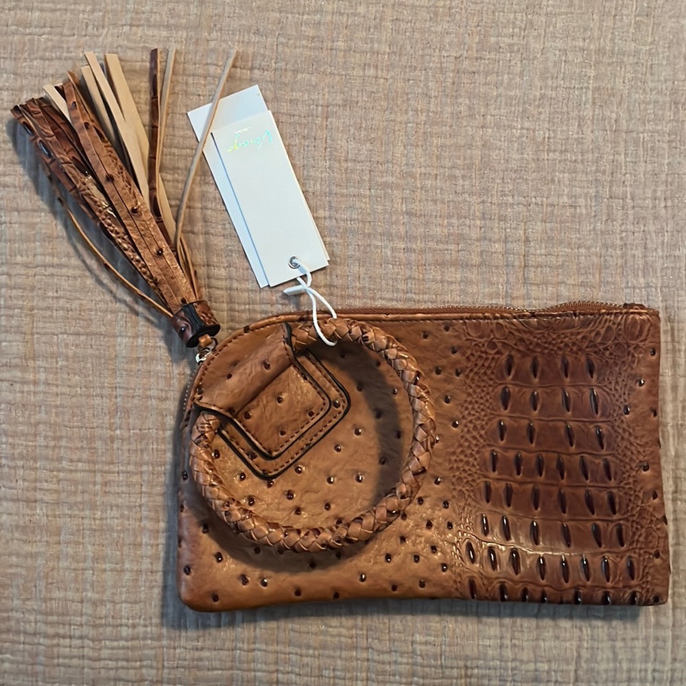 Vegan Croc Clutch with Wrist Strap